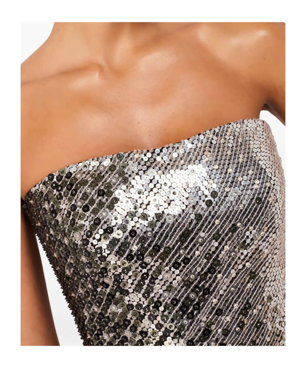 Jenny Packham Caron Sequin-embellished Strapless Maxi Dress In Silver
