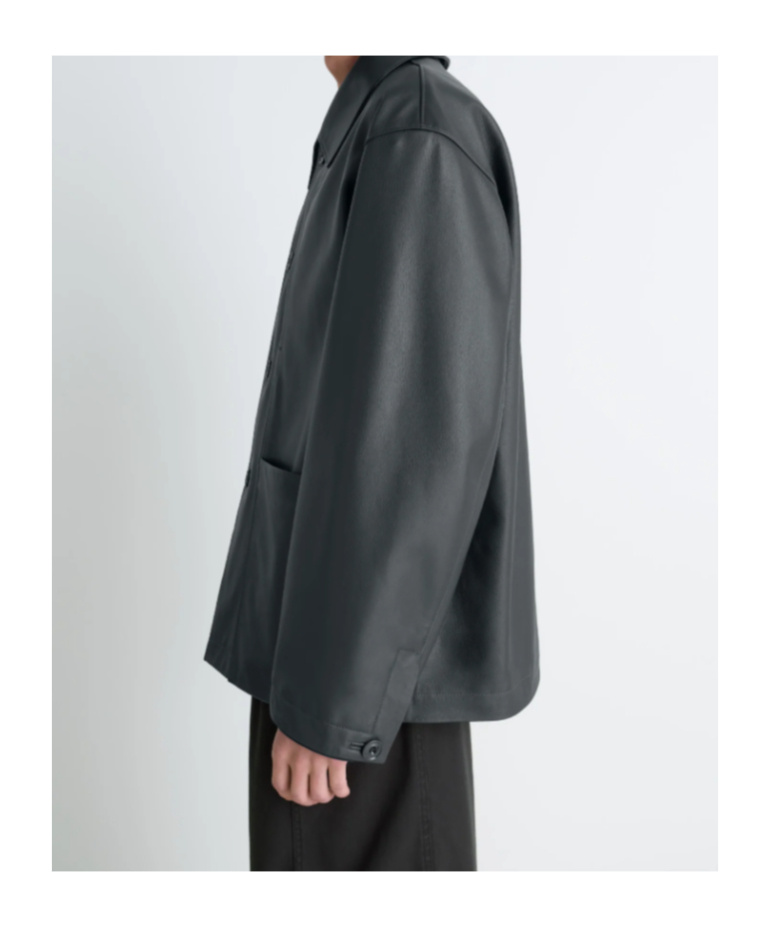 Lemaire Buttoned Leather Jacket In Gray