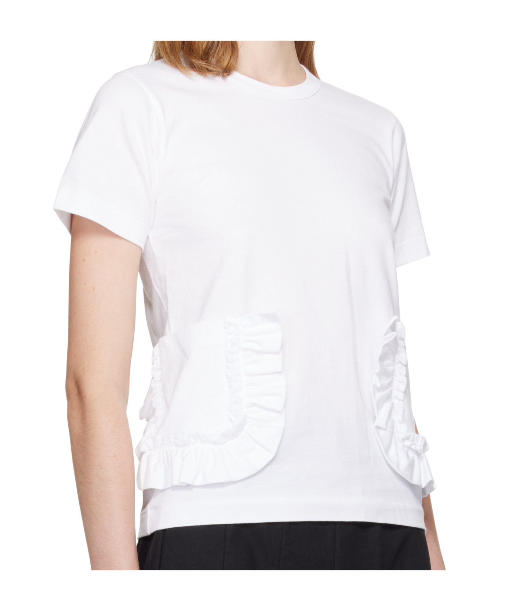 Comme Des Garçons Girl White T-shirt With Ruffle Pockets In White