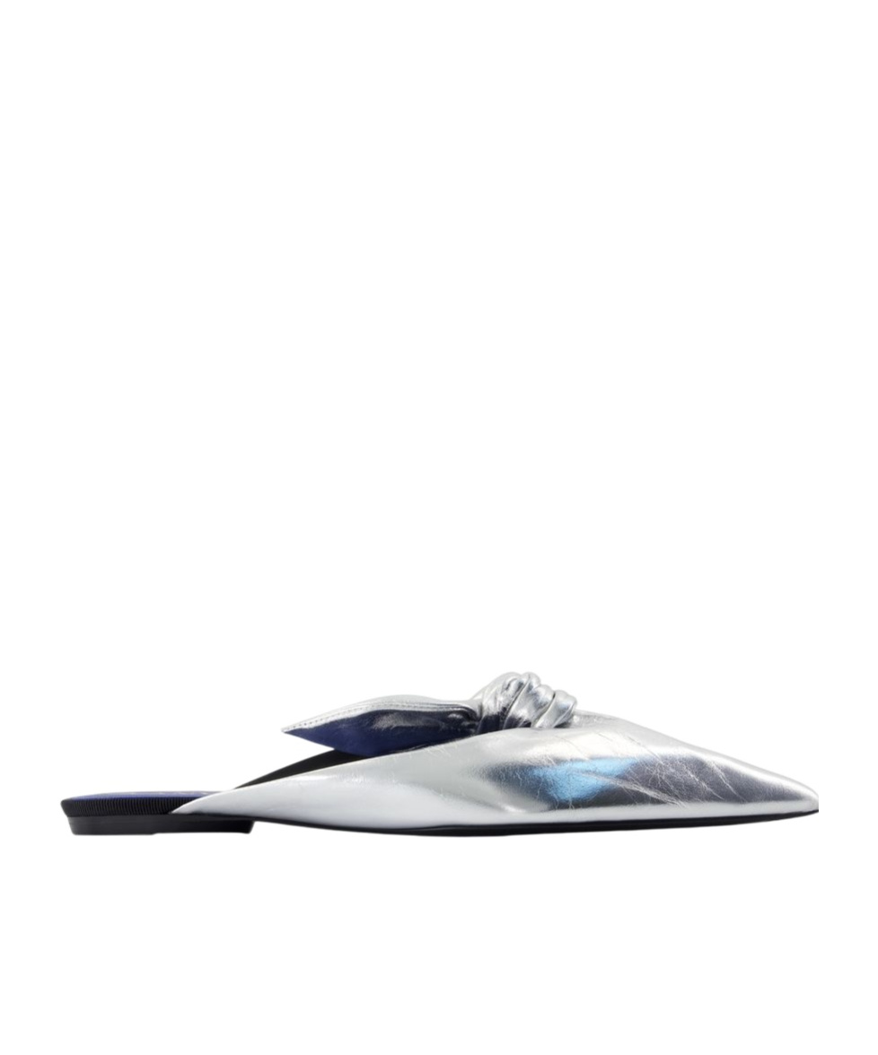 Lanvin Knotted Pointed-toe Mules In Gray