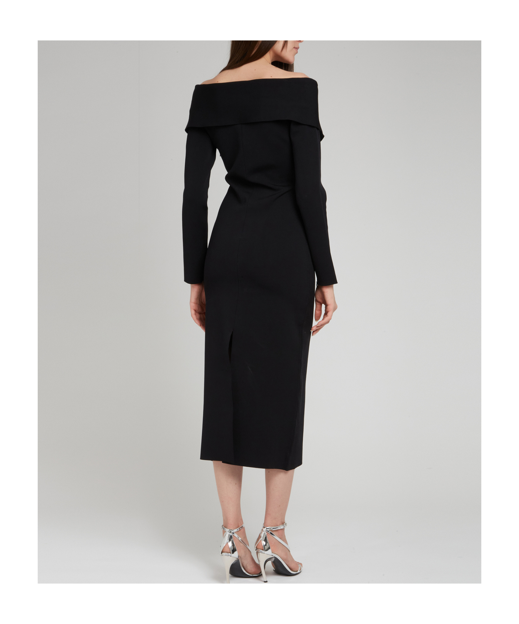 Roland Mouret Off-shoulder Cut-out Knit Midi Dress In Black