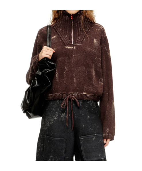 Diesel M-marcellette Half-zip Sweater In Brown