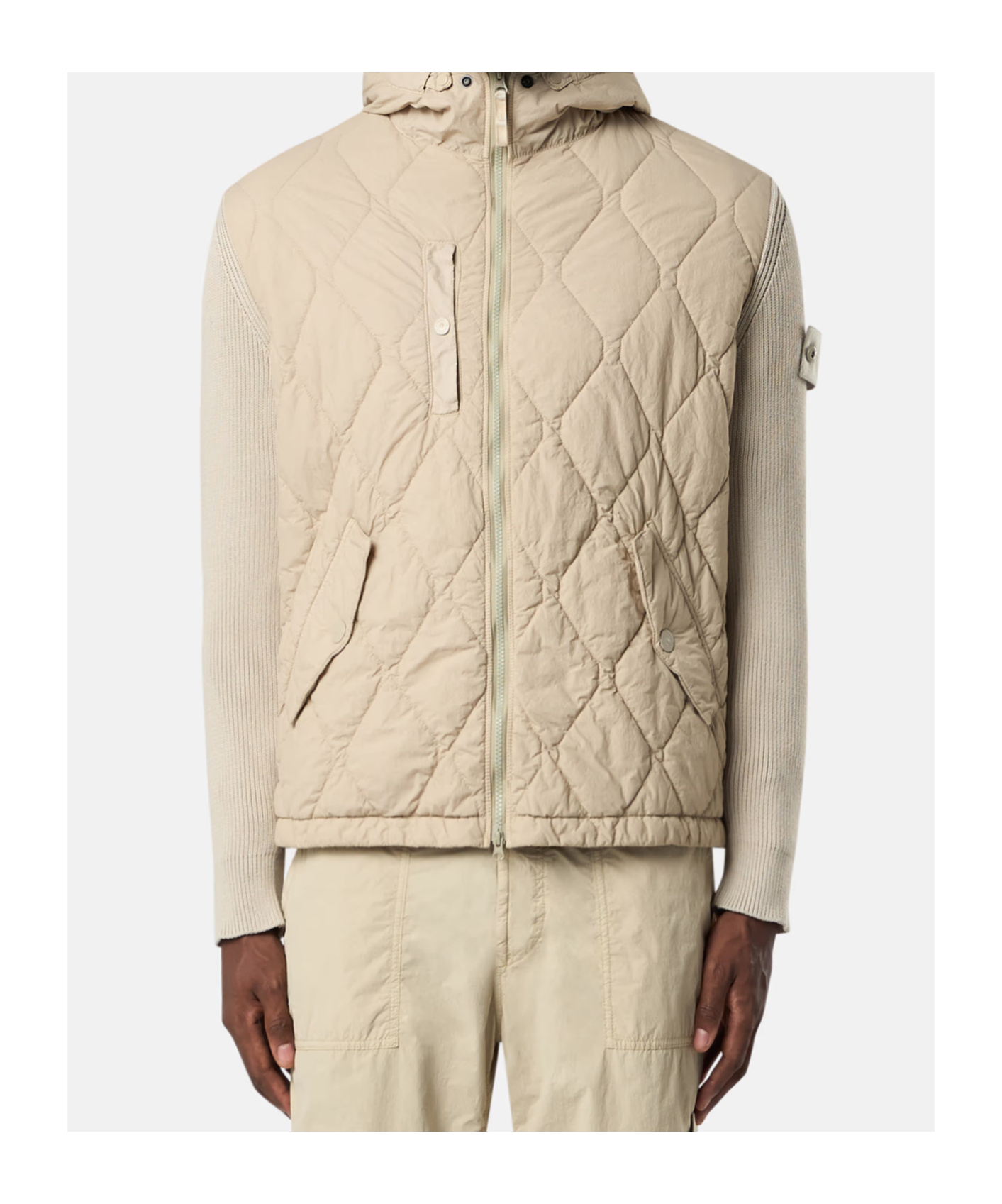 Stone Island Hooded Jacket With Padding And Anti-drop In Beige