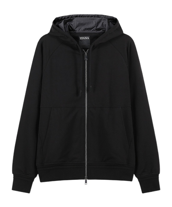 Shop Zegna Hooded Zipper Hoodie In Black