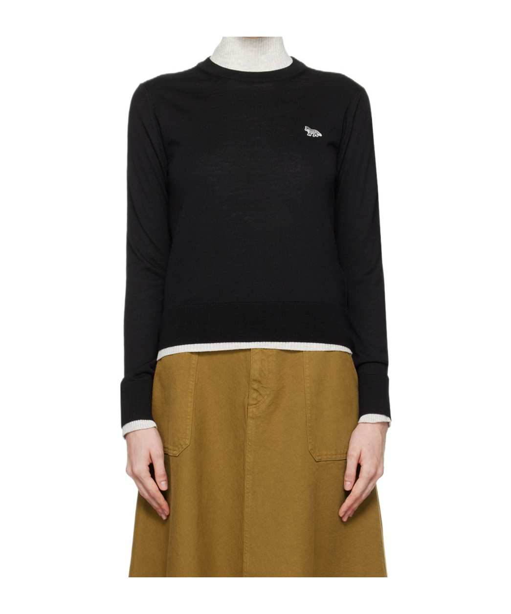 Maison Kitsuné Black Baby Fox Patch Regular Sweater In Black