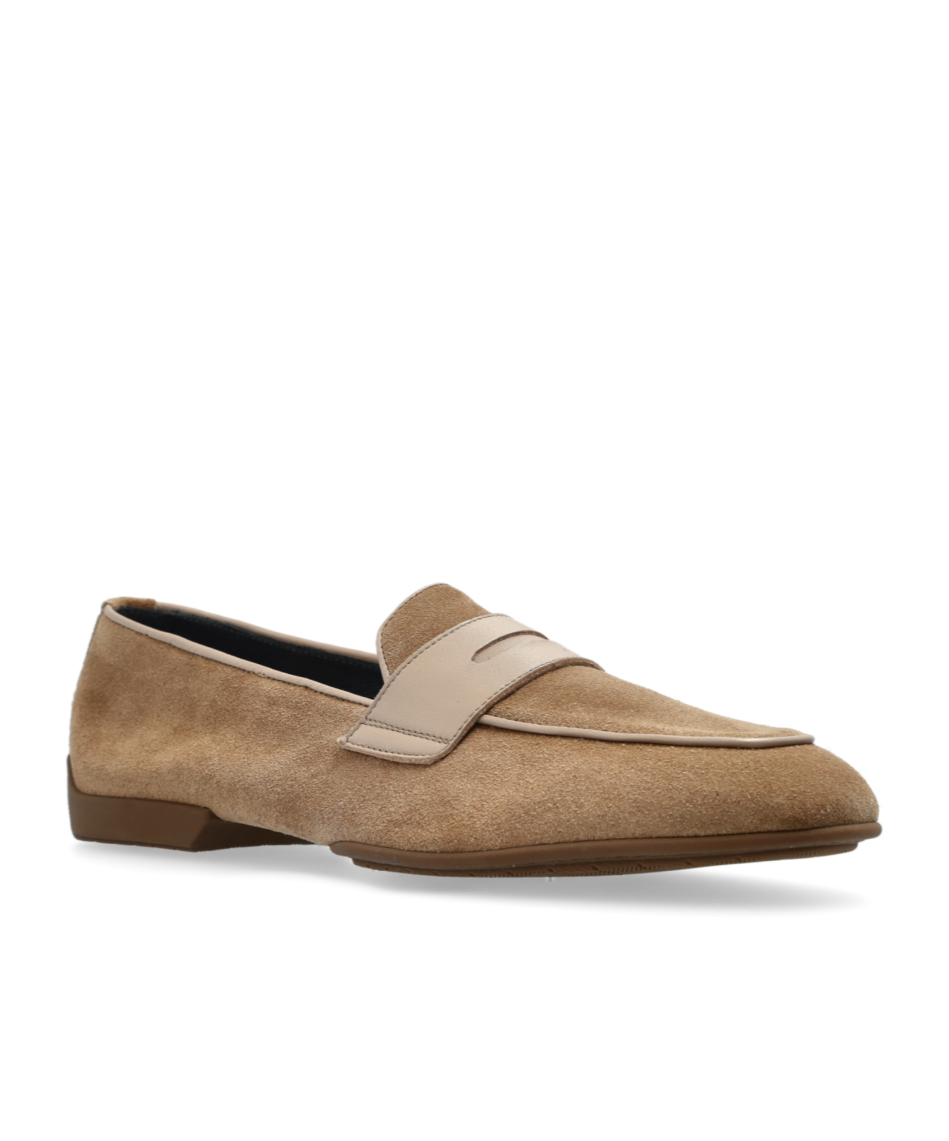 Brioni Round Head Loafer Shoes In Brown