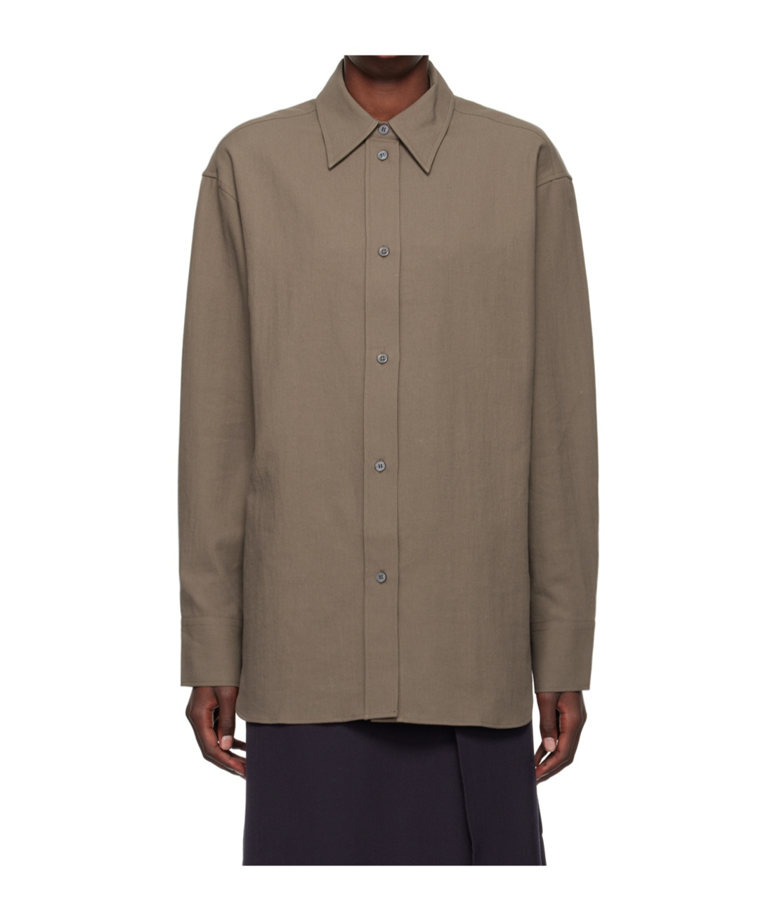 Studio Nicholson Lapel Long-sleeved Shirt In Brown