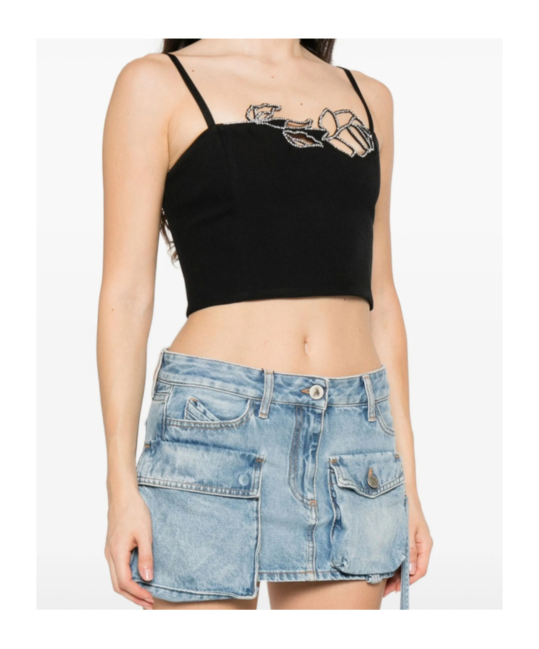 Blumarine Rose-embellished Top In Black
