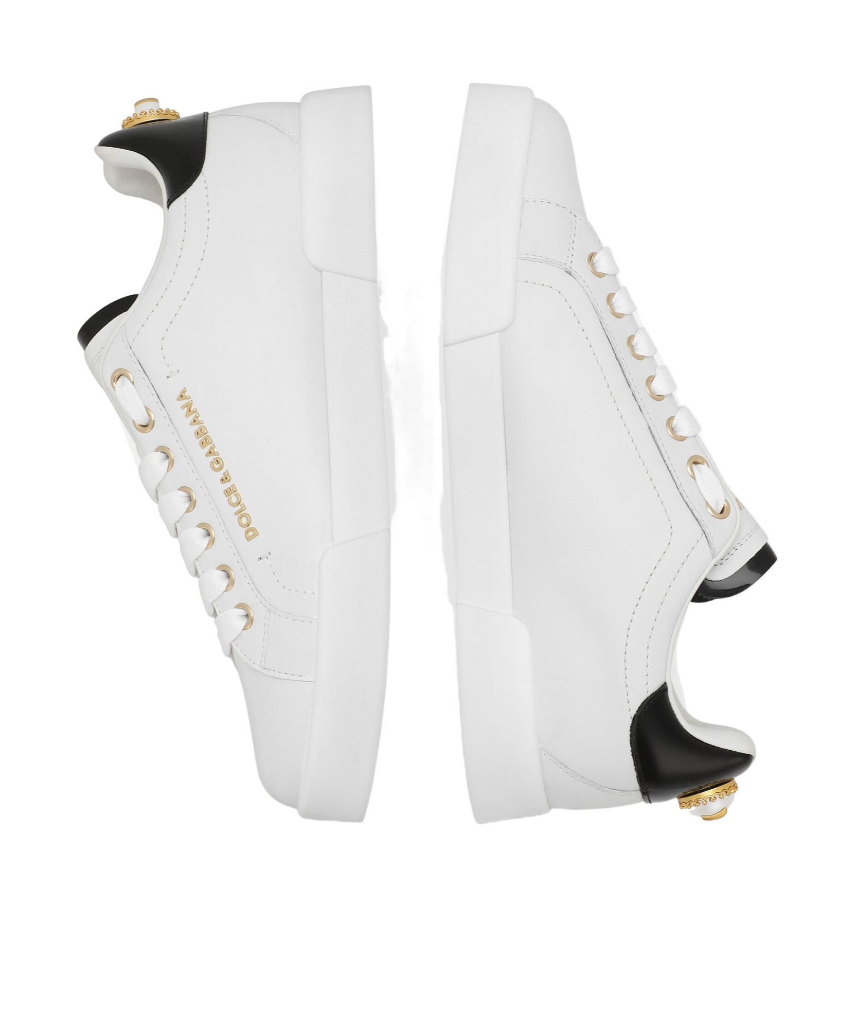 Dolce & Gabbana White Low Top Sneakers With Logo Lettering On The Tongue And Logo Detail On The Heel In Leather Woma In White