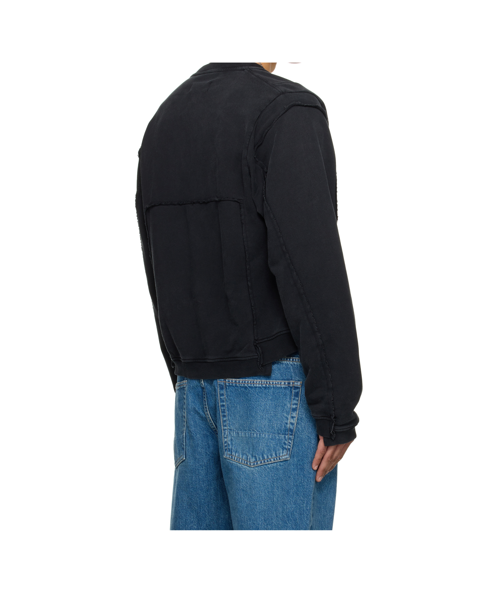 Martine Rose Ssense Exclusive Black Shrunken Zip-up Sweatshirt In Black