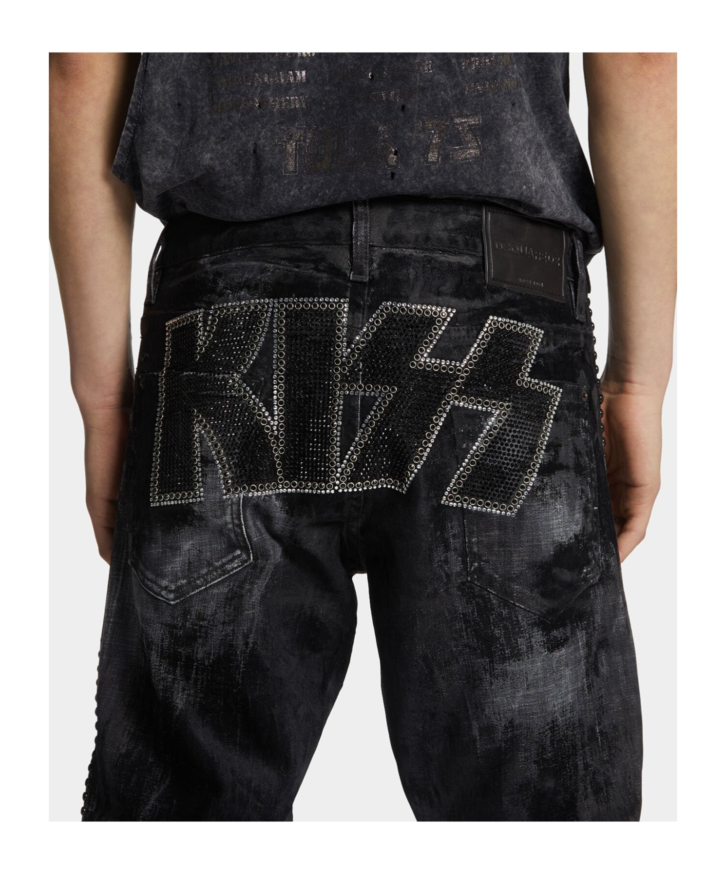 Dsquared2 X Kiss The American Embellished Jeans In Black