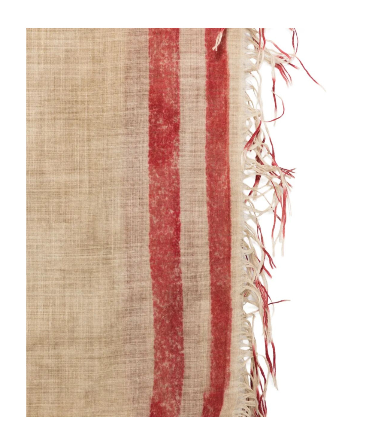 Uma Wang Striped Fringed-edge Scarf In Brown
