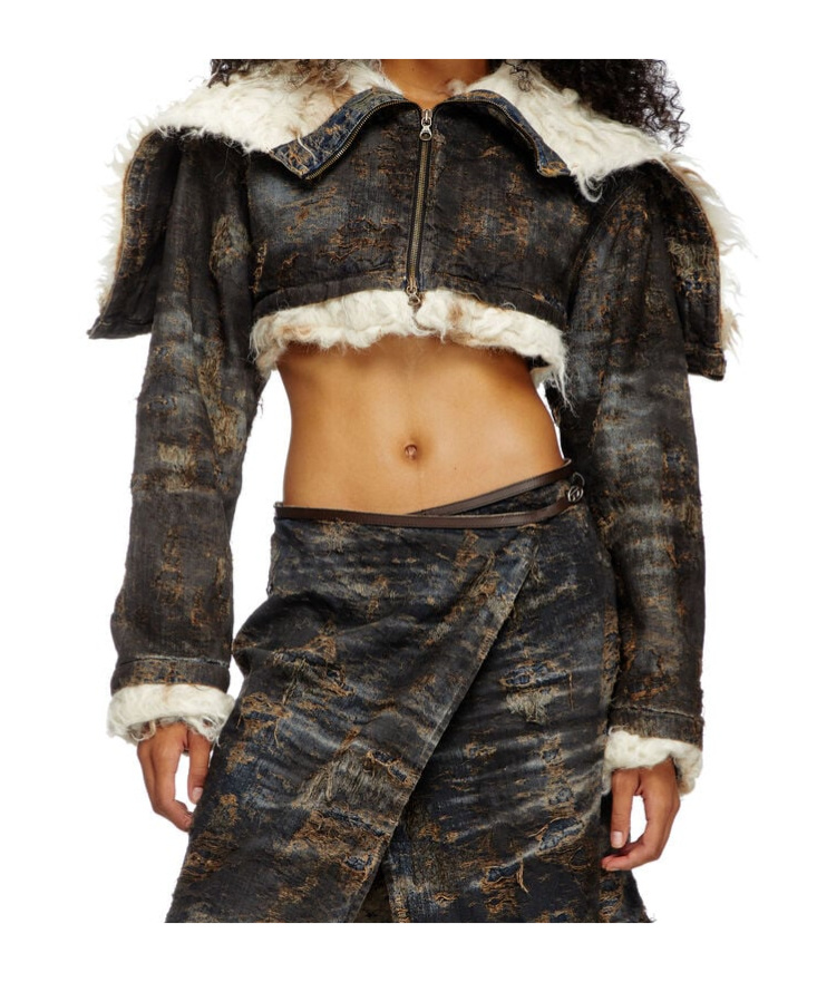 Diesel Jacquard Cropped Jacket In Black