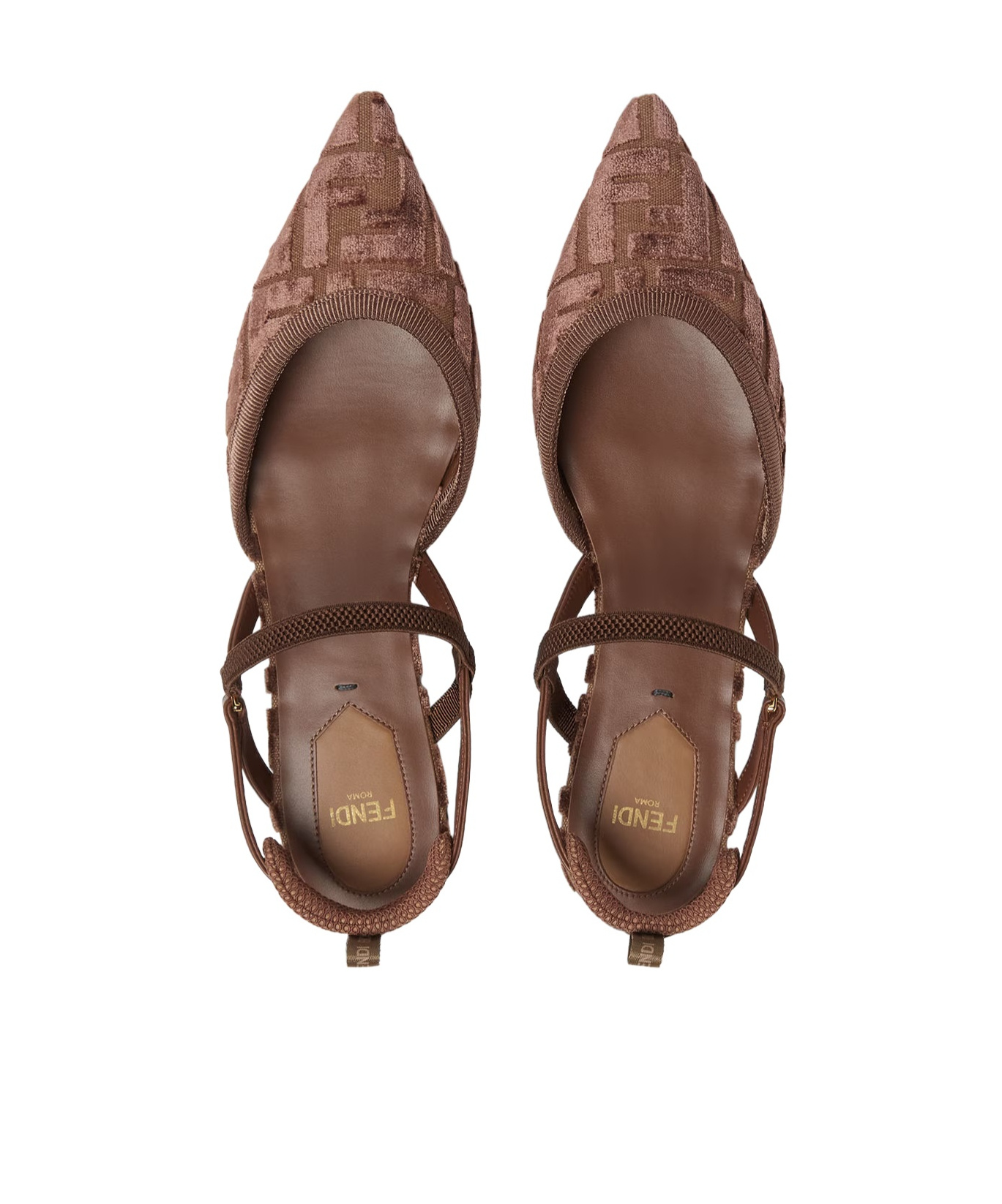 Fendi Women 'colibrì Lite' Brown Flat Slingback With All-over Ff Motif In Cotton Woman In Brown
