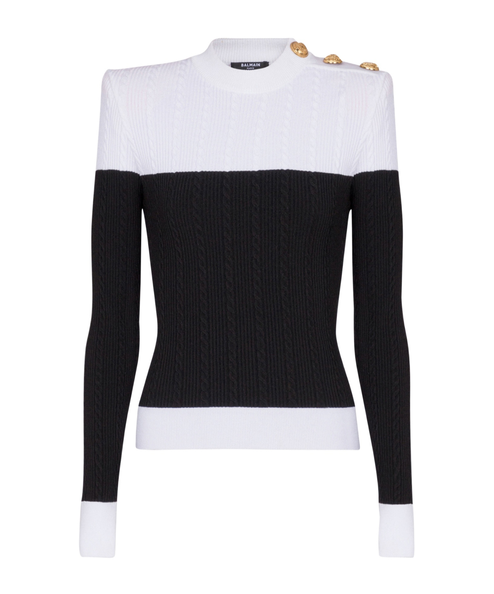 Balmain 3-button Twisted Knit Colorblock Top In Multi