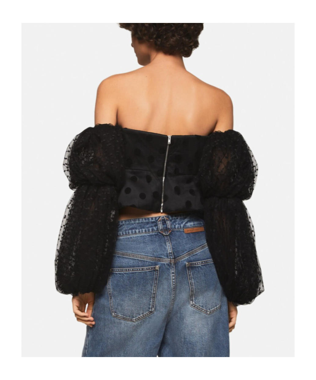 STELLA MCCARTNEY STELLA MCCARTNEY POLKA DOT MESH CROPPED TOP