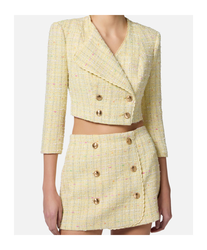 Elisabetta Franchi Lurex Blazer In Nude