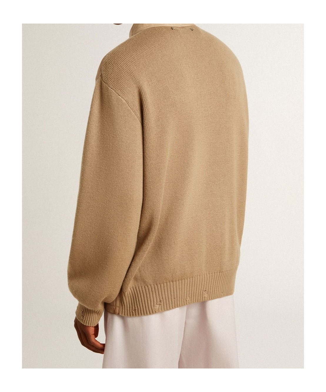 Golden Goose 'neil' Collar Jacket With Ribbed Accents In Nude