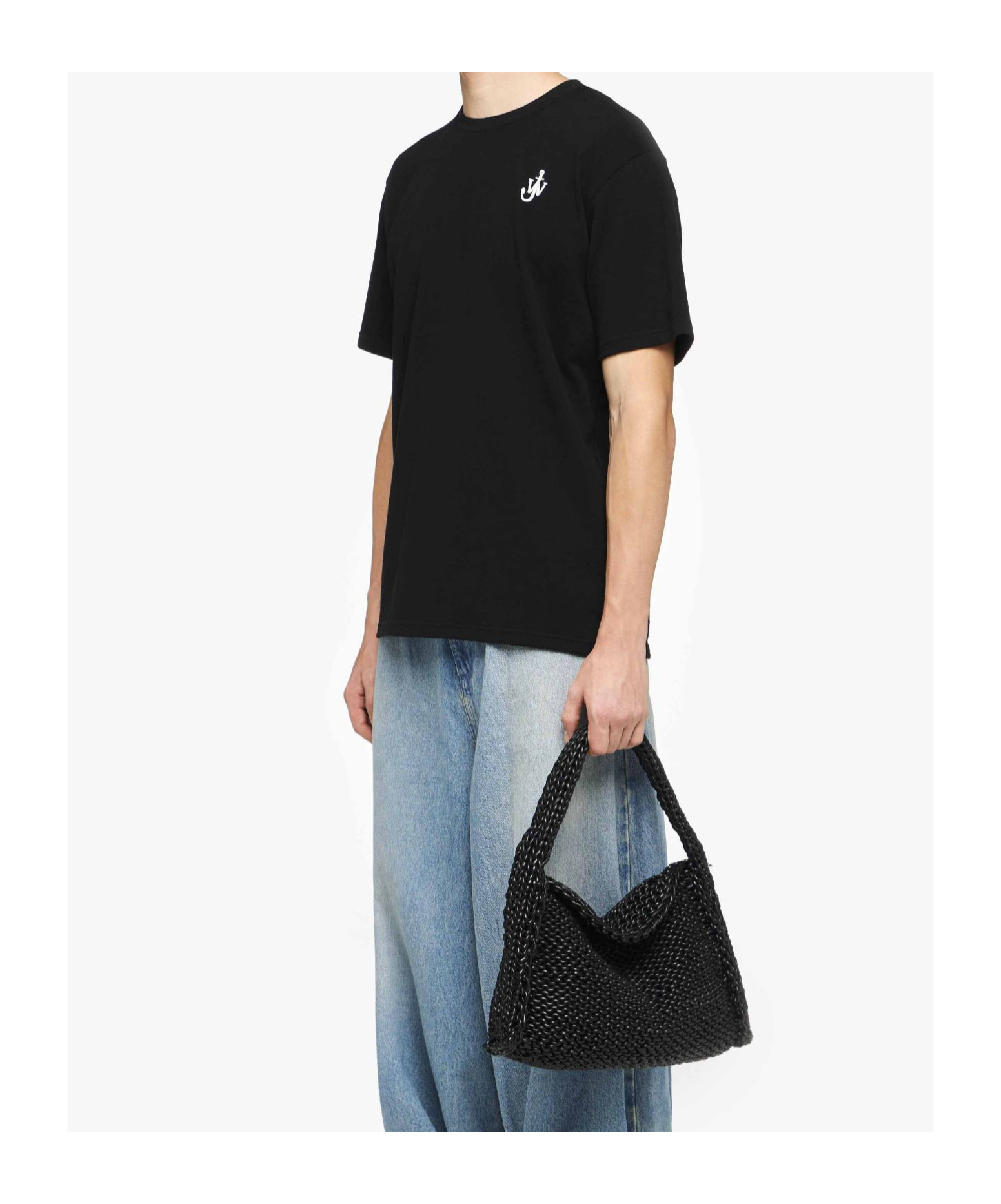 Jw Anderson Men Short Sleeves T-shirt With Logo In Black