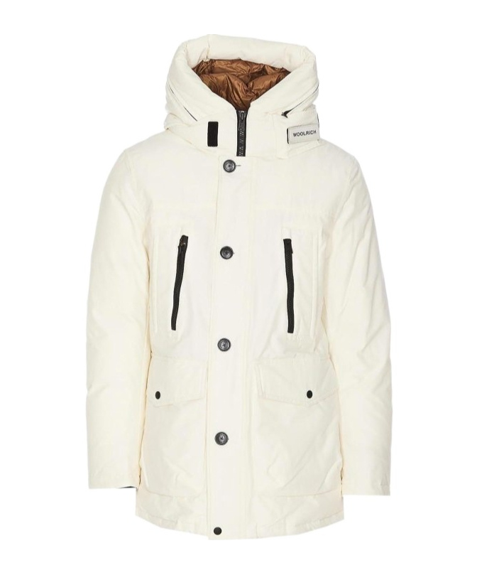 Woolrich Feather Down Hooded Coat In White