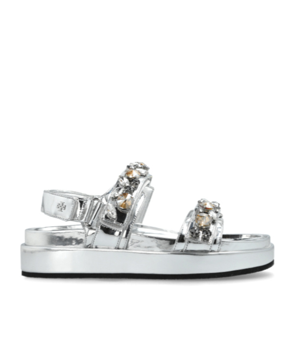 Tory Burch Kira Sports Sandals With Crystals In White