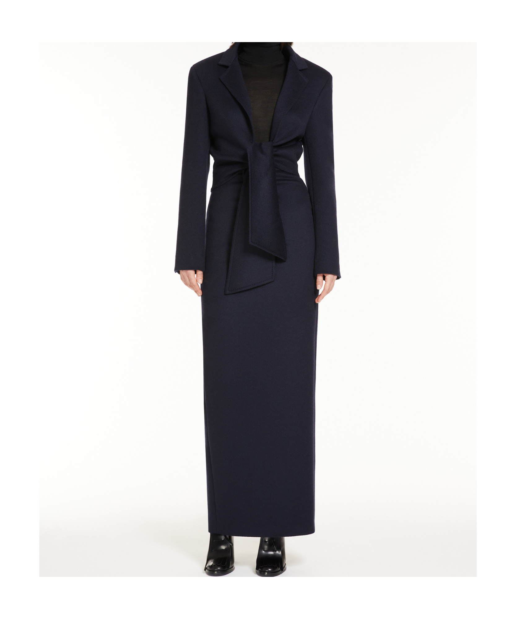 Max Mara Sash Detailed Straight Hem Cropped Jacket In Black