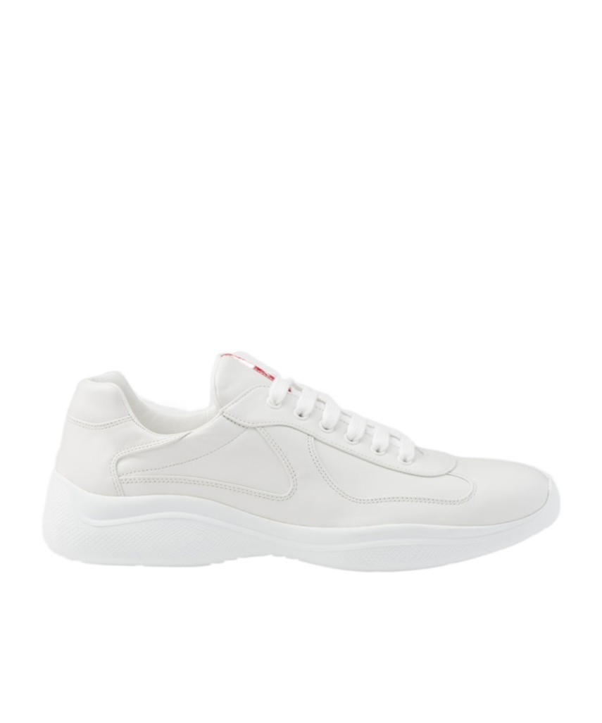 Prada Men's Americas Cup Napa Leather Low-top Sneakers In White