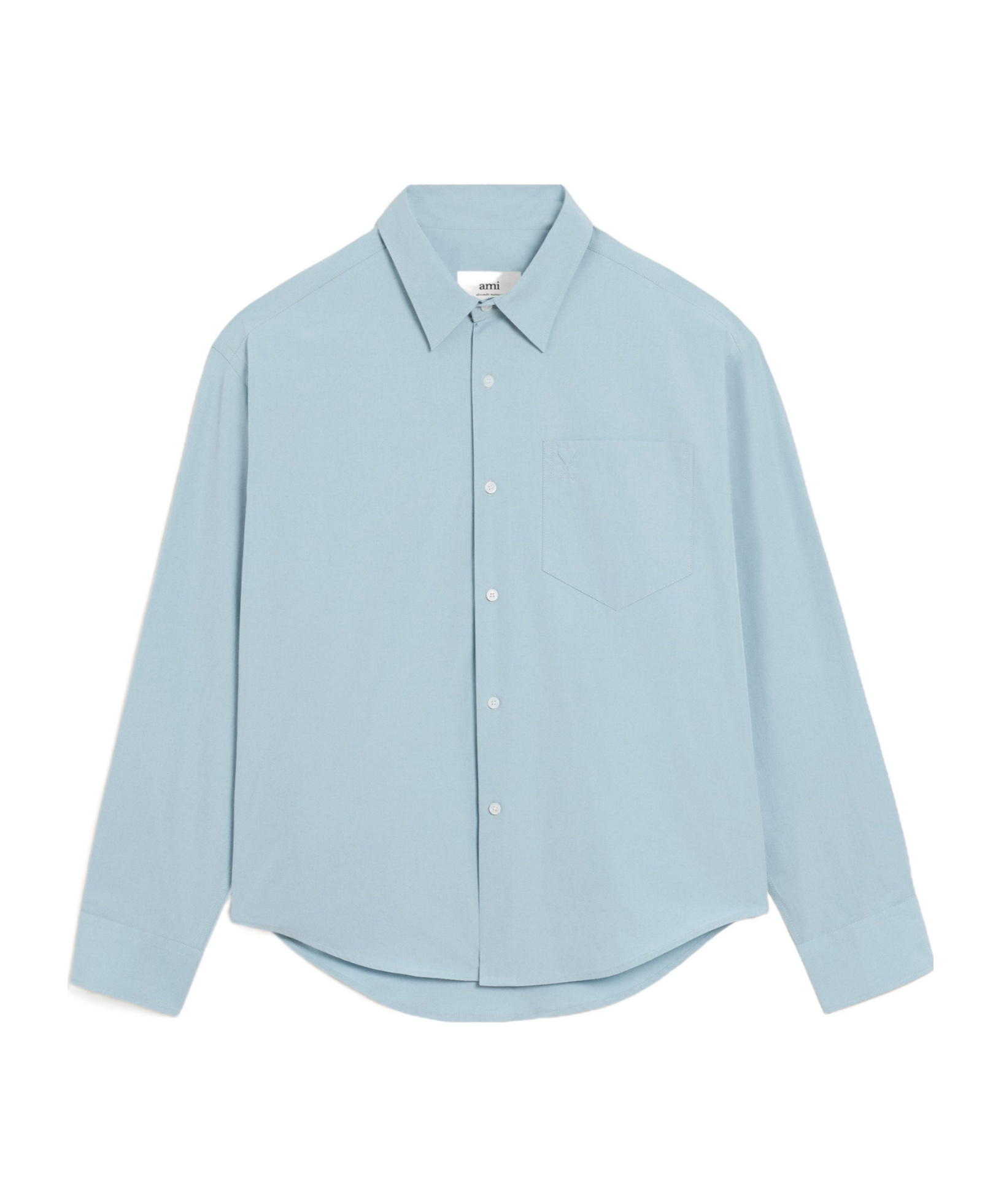 Ami Alexandre Mattiussi Blue Cotton Embossed Ami De Coeur Boxy Shirt Blue In Blue