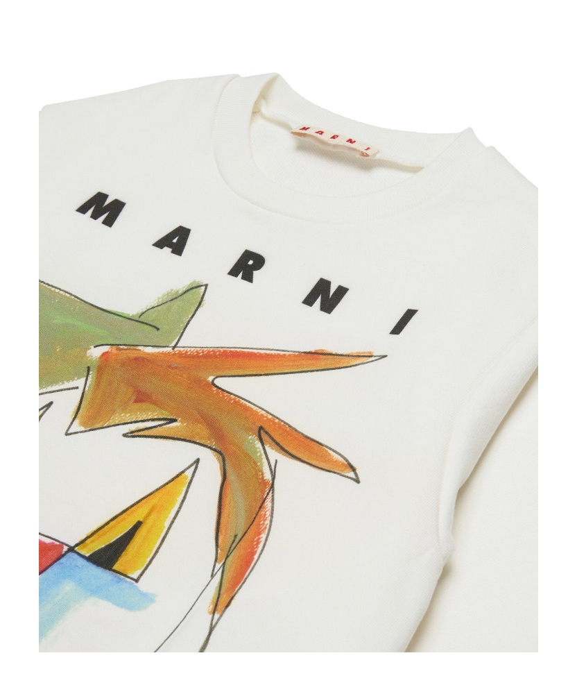 Marni Kids Long-sleeved Crewneck Sweatshirt In White