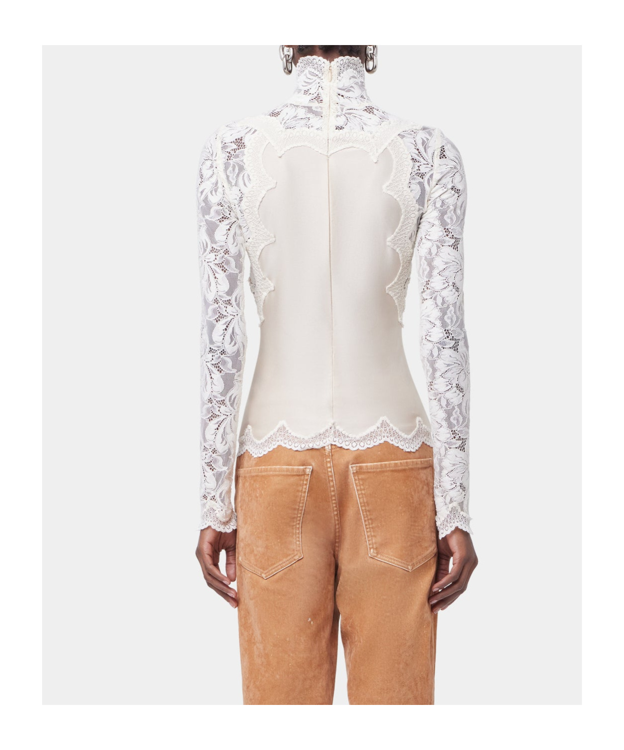Shop Rabanne Long-sleeve Lace Top In White