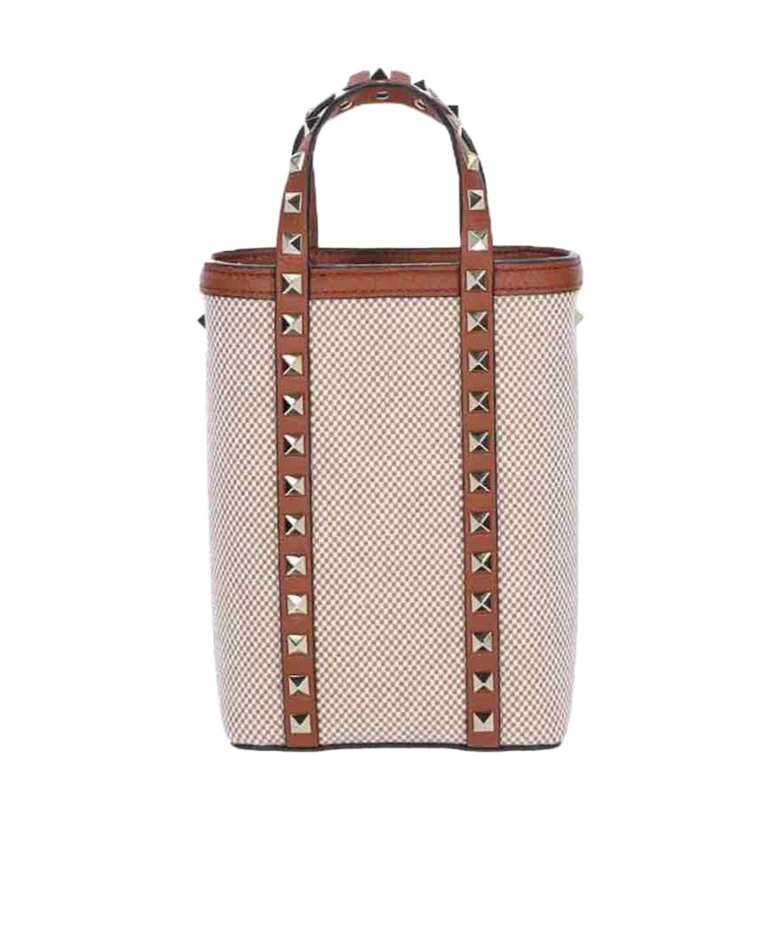 Valentino Tan Rockstud Mini Tote In Nude