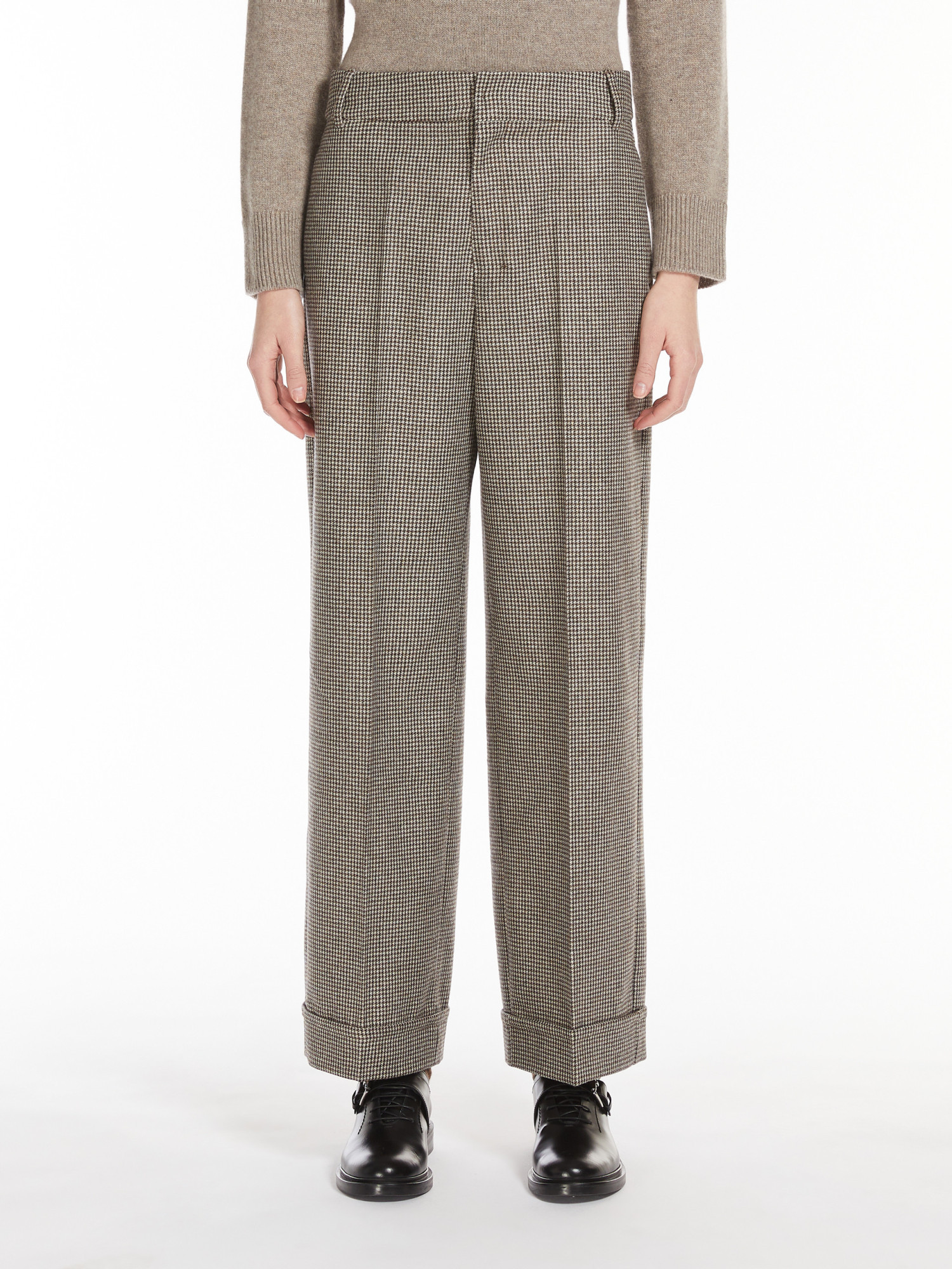 Max Mara Wool Cashmere Wide-leg Pants In Nude