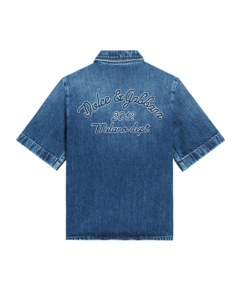 Dolce & Gabbana Denim Shirt With Dolcegabbana Logo In Blue