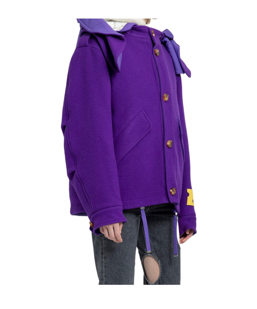 Off-white Hooded Reversible Jacket In Purple