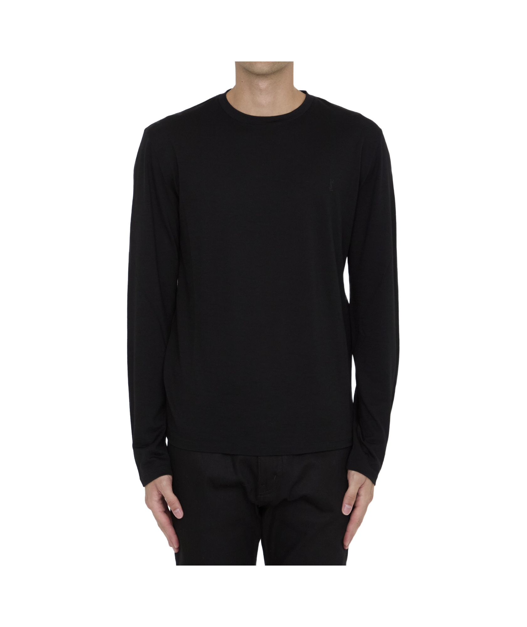 Saint Laurent Long-sleeved Sweater In Black