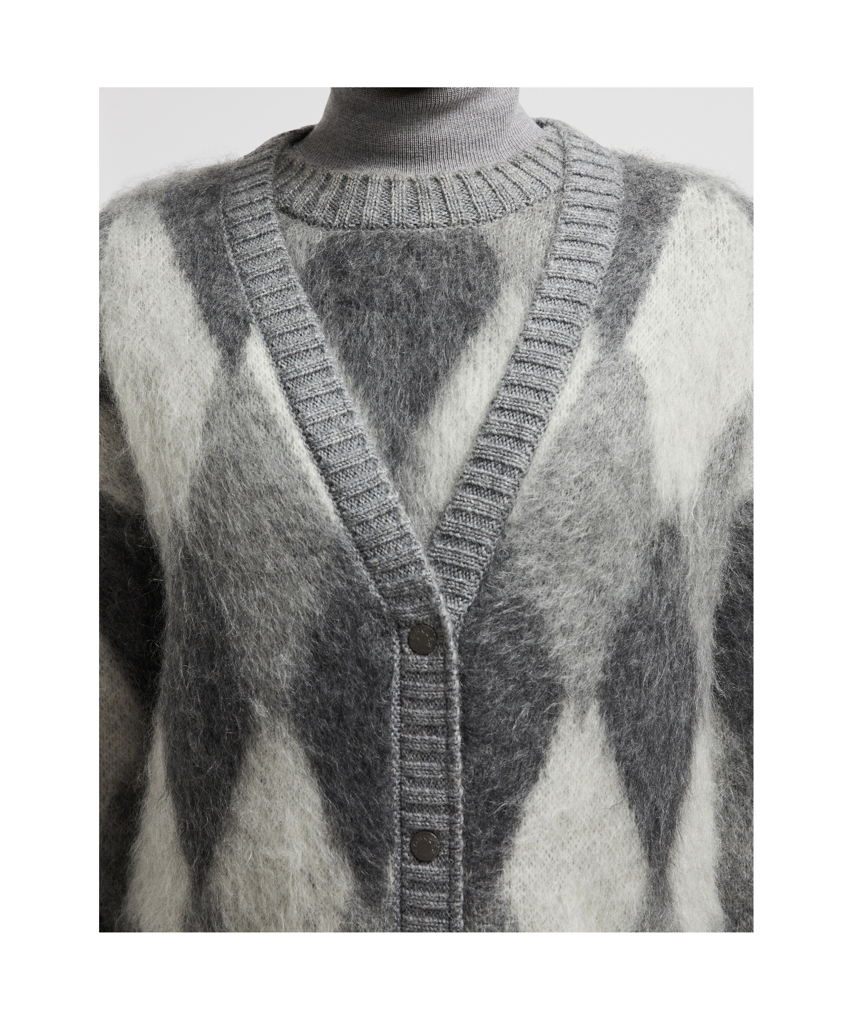 Moncler Wool Mohair Cardigan In Gray