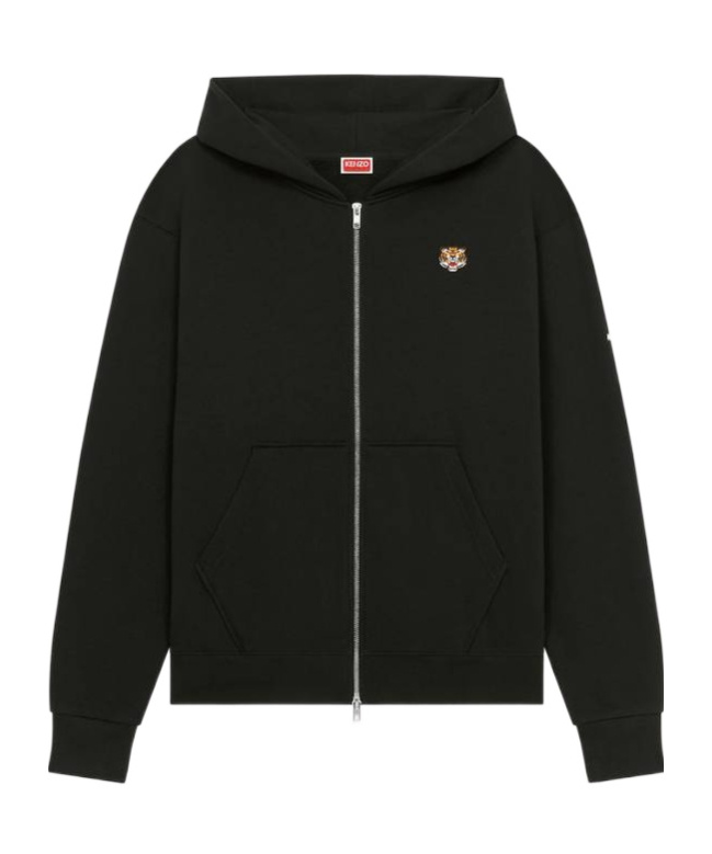 Kenzo Lucky Tiger-motif Zip-up Hoodie In Black