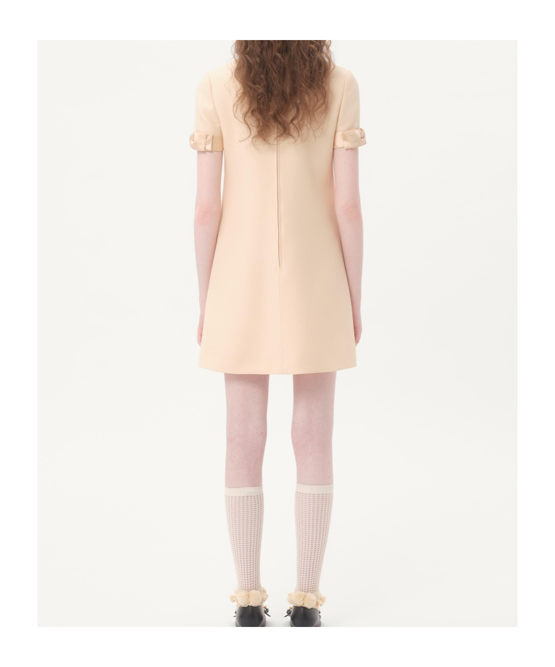 Valentino Womens Betulla Bow-embellishment Short-sleeves Wool And Silk Mini Dress In Nude
