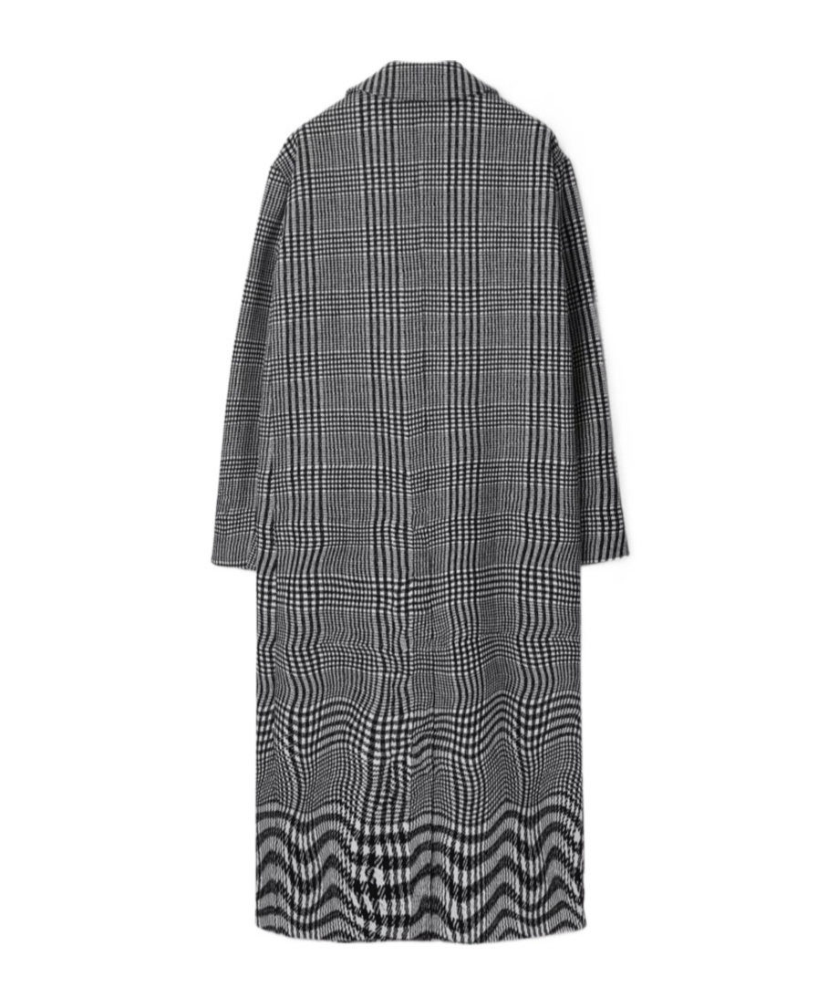 Burberry Long Warped Houndstooth Silk Blend Car Coat In Black