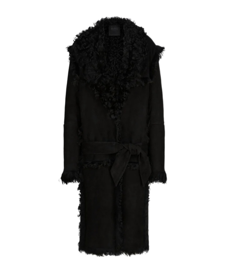 Attico Black Long Coat In Black