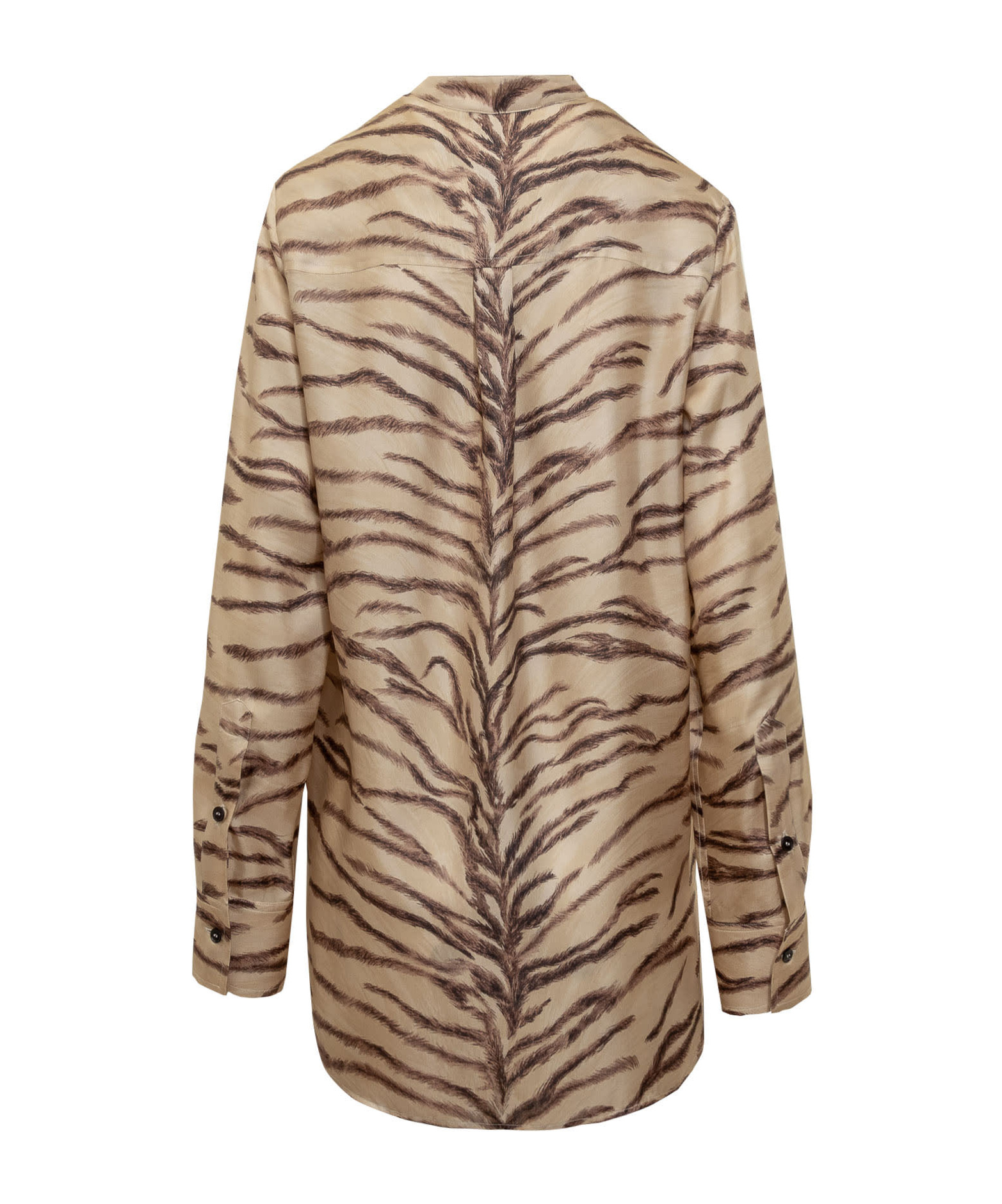 Stella Mccartney Tiger-print Silk Pajama Shirt In Nude