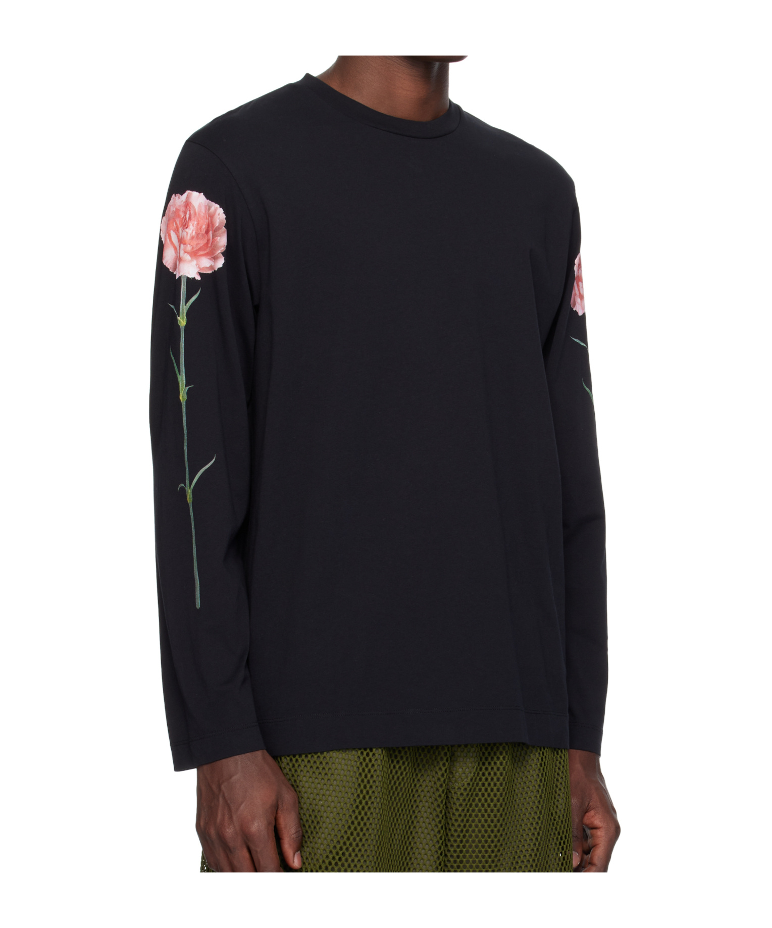 Simone Rocha Carnation-print Long-sleeve T-shirt In Black