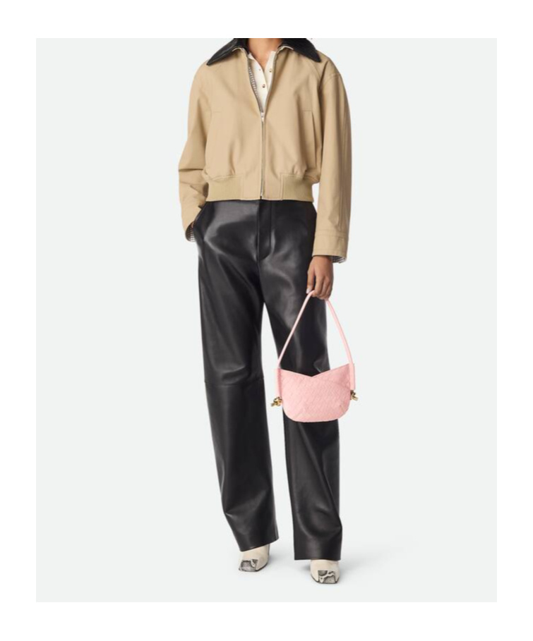 Bottega Veneta Mini Solstice Intrecciato Leather Hobo Bag In Rose Powder