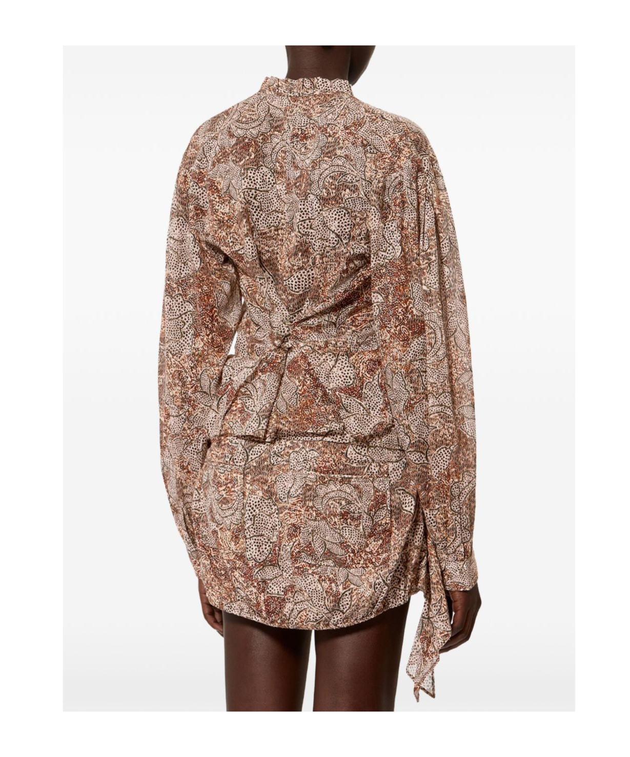Isabel Marant Women's Celeny Printed Cotton Cinched Blouse In Brown
