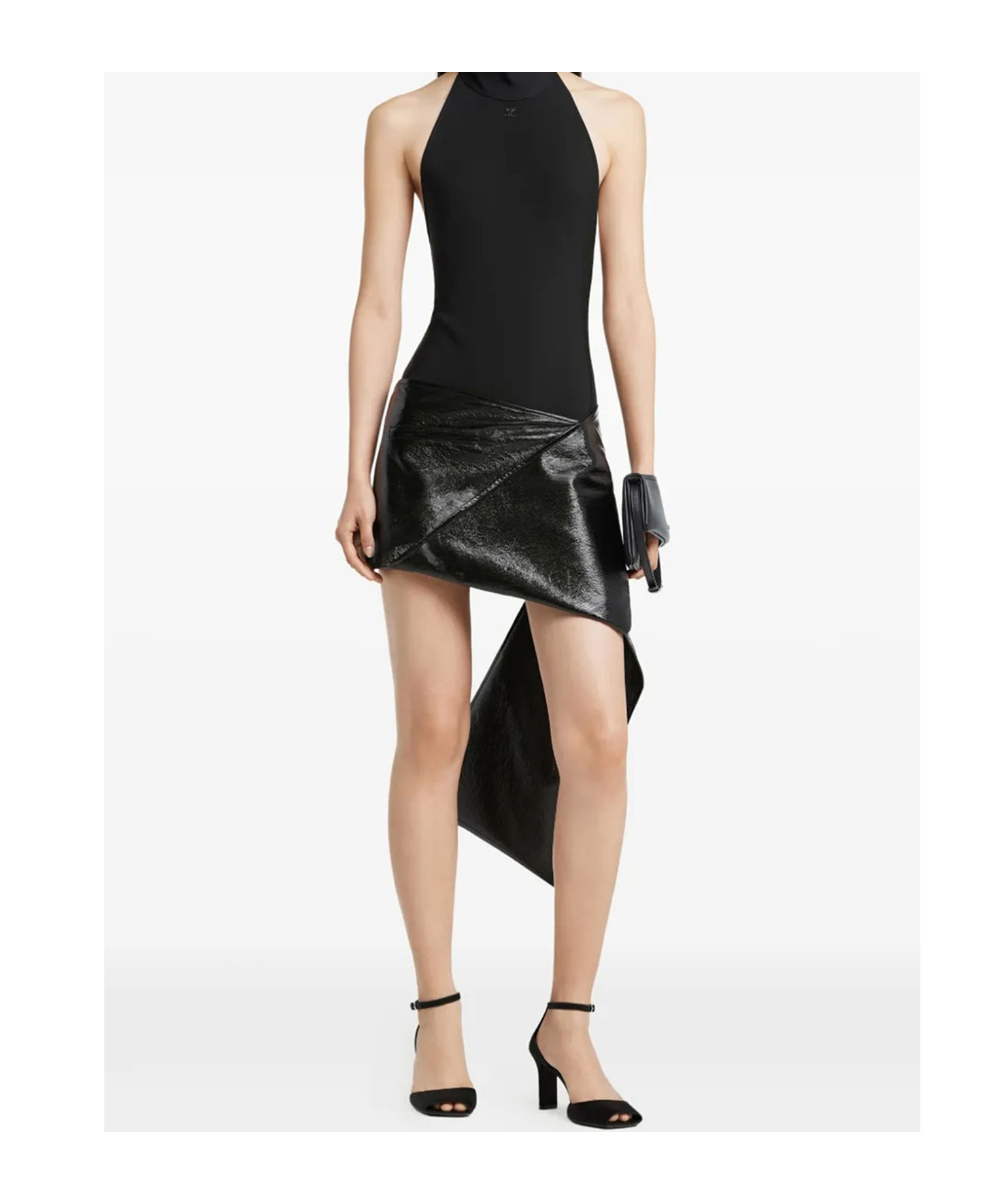 Courrèges Asymmetric High Waist Mini Skirt In Black