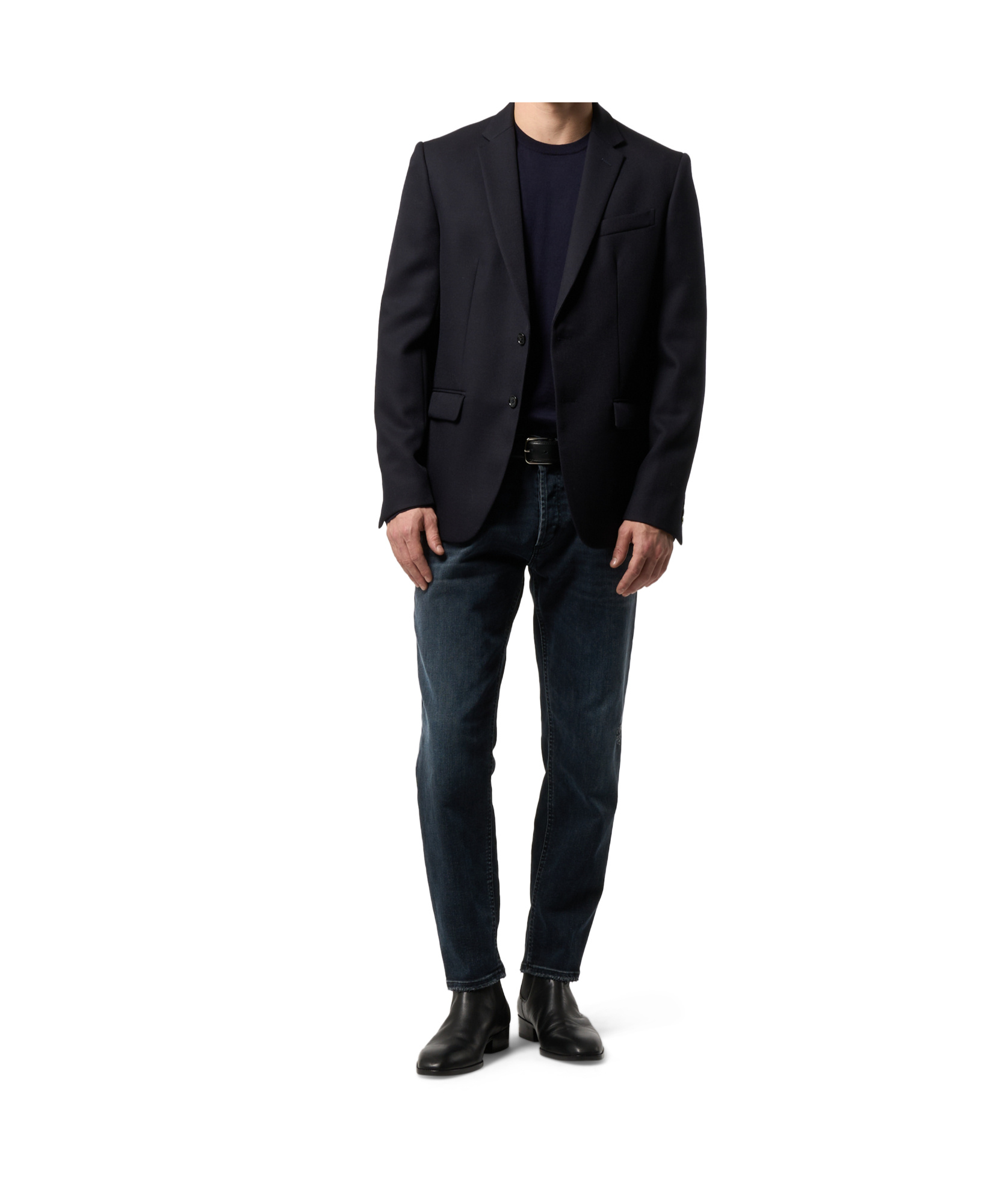 Dondup Distressed Dark Denim Trousers With Raw Edge Finish In Blue