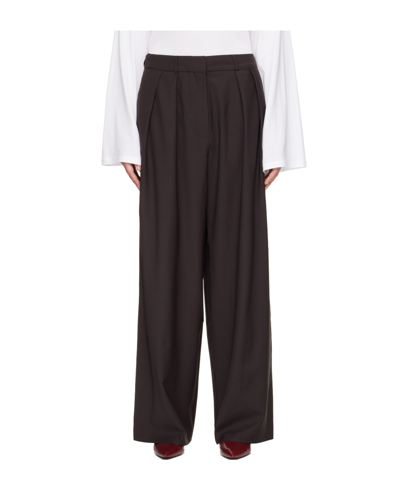 The Frankie Shop Elastic Waist Casual Pants In Brown