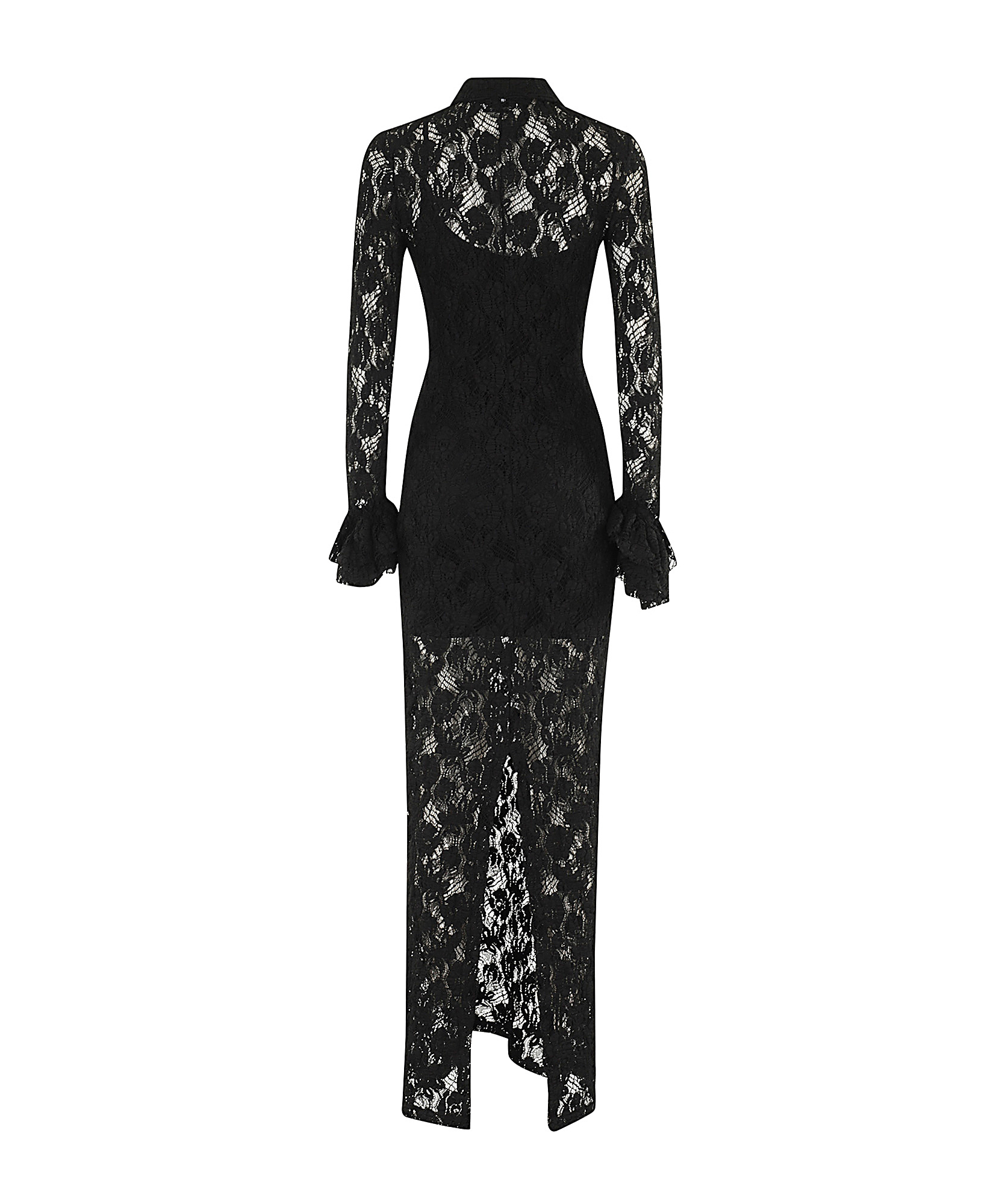 Shop Msgm Floral-lace Maxi Dress In Black