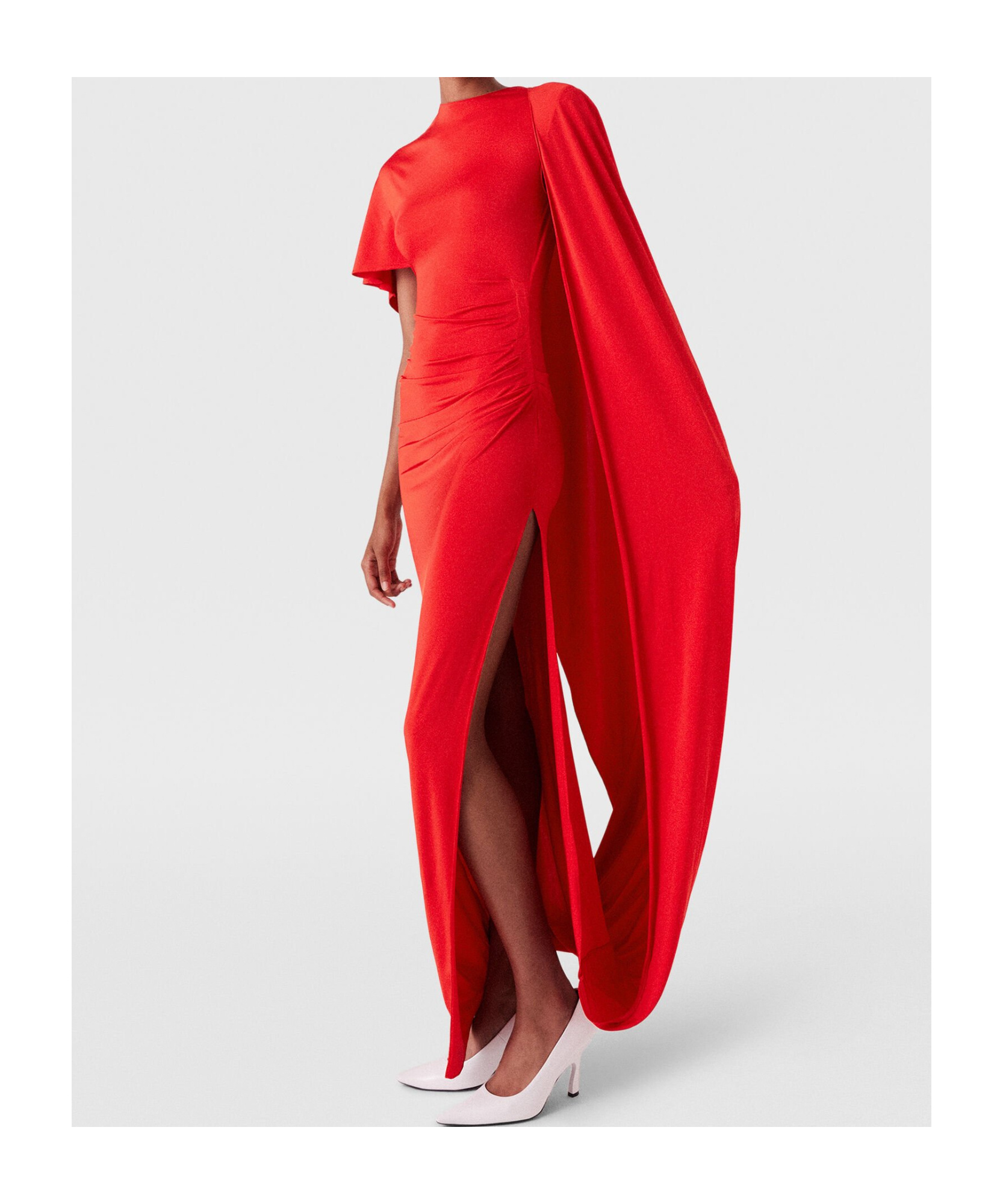 Stella Mccartney Draped Asymmetric Sleeve Gown In Red