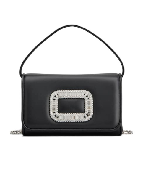 Roger Vivier Embellished Foldover Top Tote Bag In Black